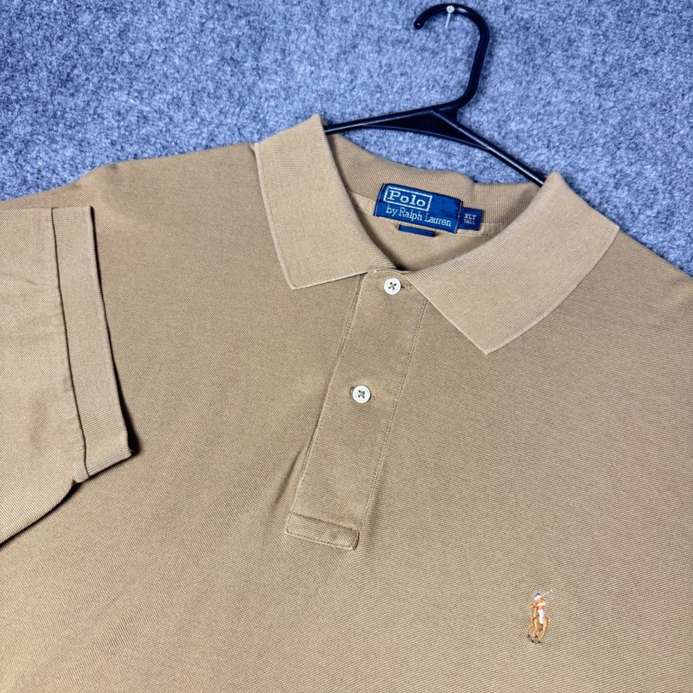 Polo Ralph Lauren Short Sleeve Polo Shirt Men's XLT Tan Pima Cotton Flesh Pony